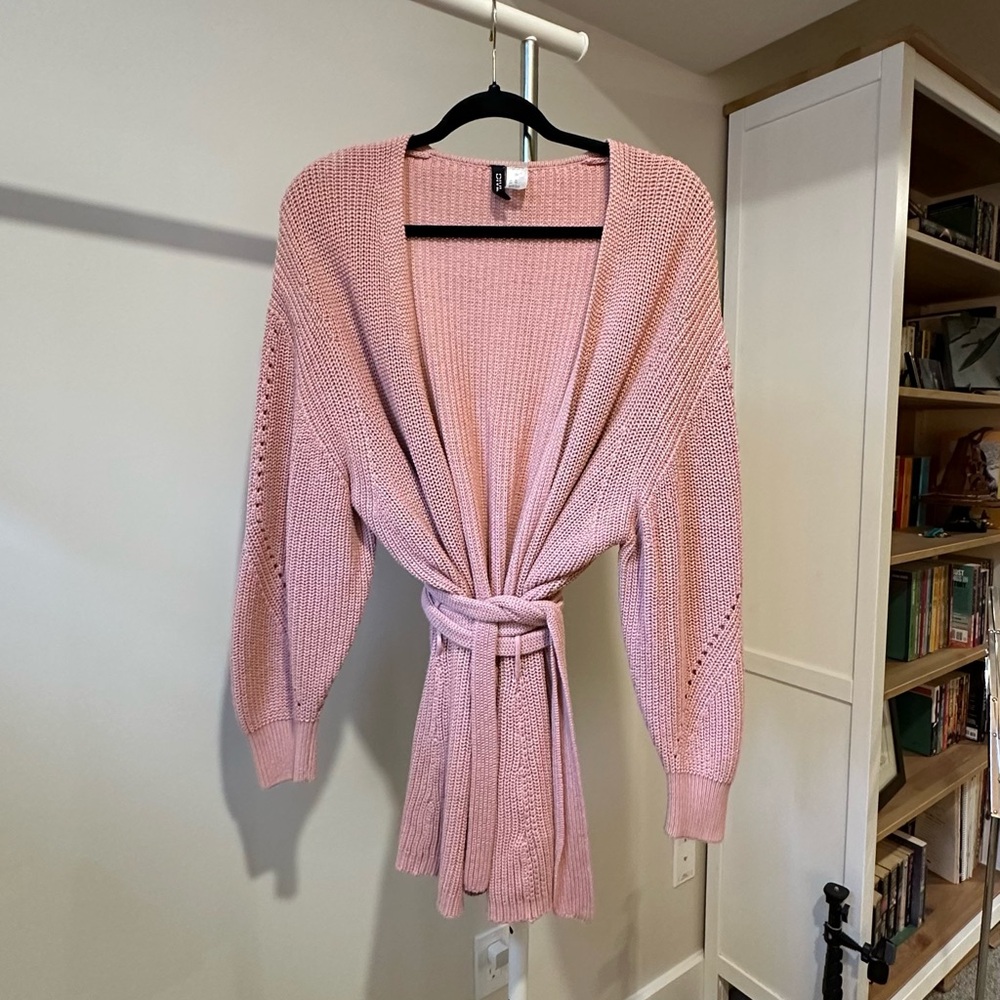 H&M Dusty Pink Knit Cardigan with Tie